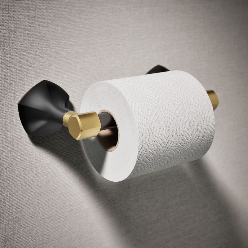 Porte-papier hygiénique pivotant Occasion, Noir mat / Or
