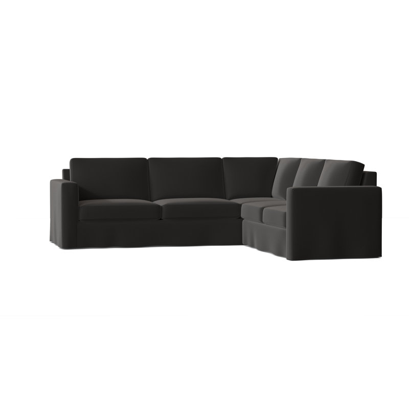 Canapé modulaire de coin large 108 po Bewley, Accoudoir à droite (vu de face), Noir Klein, Marron foncé