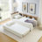 Twin Size Velvet Daybed with Adjustable Height, Storage Headboard, Trundle, LED Lights and Wireless Charging.-1072091832