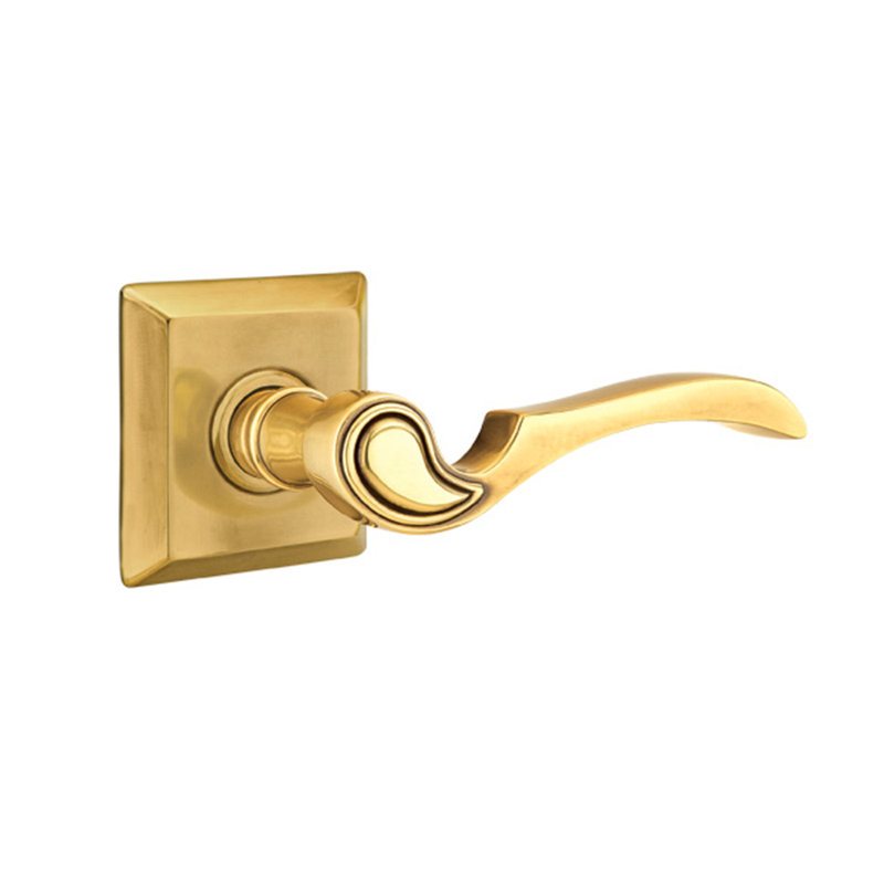 Coventry Wave/Drop Privacy (Bed & Bath) Door Lever with Square Rosette, Right, French Antique Brass