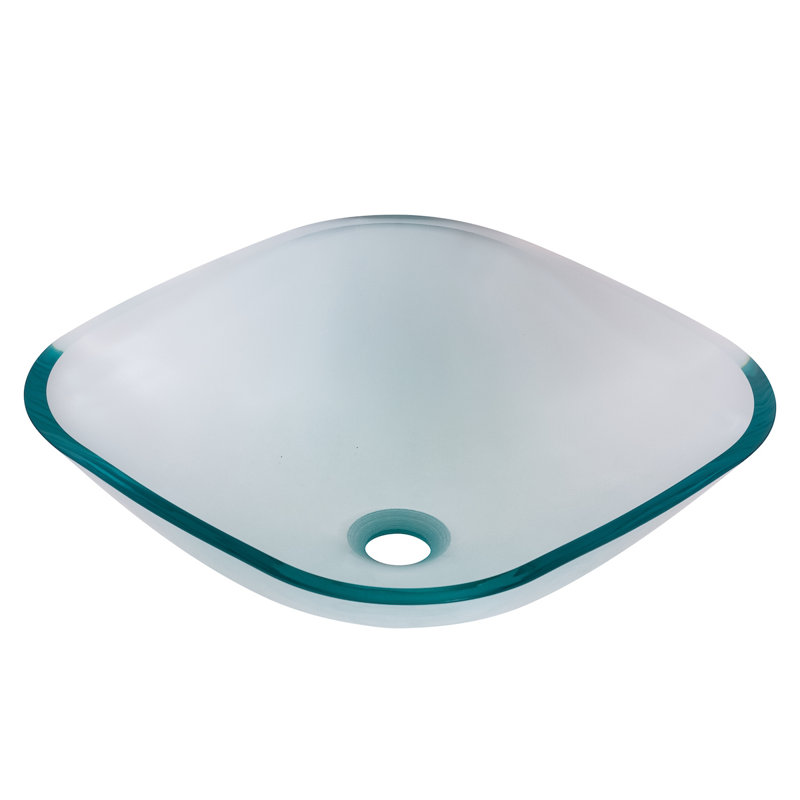 Novatto 16.5'' Clear Glass Square Bathroom Sink