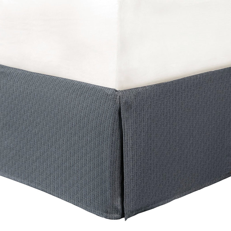 Édredon 7 pièces à chevrons - très grand, gris, ornement à carreaux Buffalo, rembourré, édredon, 2 taies décoratives, 3 coussins et jupe de lit
