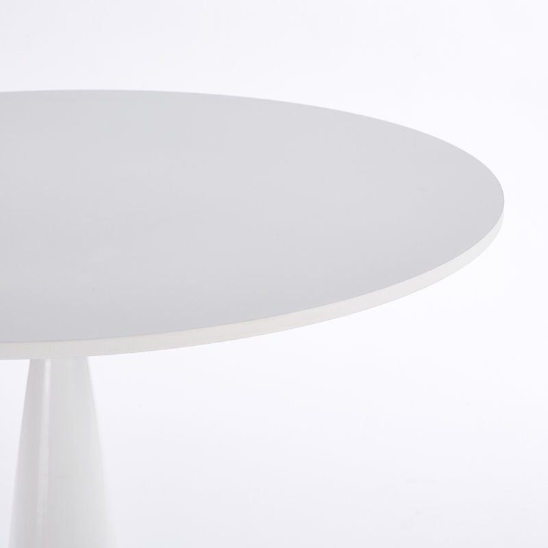 Tables de salle à manger compactes en MDF blanc avec piédestal moderne, idéales pour les petites cuisines