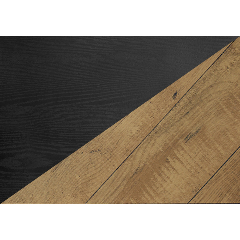 TV Entertainment Console, 71 Inch Wide, V Grooved 2 Cabinets, Brown, Black