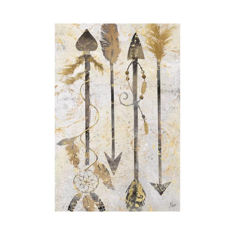 «Tribal Arrows» - Impression sur papier avec cadre flottant, H 18 po x l 12 po x 1,5 po, Toile tendue