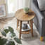 Petite table d'appoint rustique en bois de noyer rustique, table de coin de salon ronde