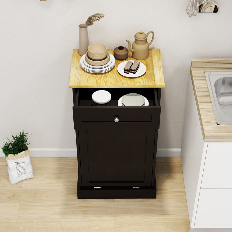 Tilt-Out Trash Cabinet Kitchen Trash Cabinet, Black