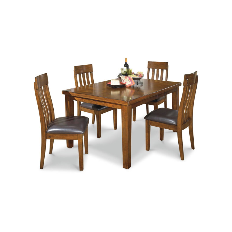 Ekkard Extendable Four Leg Base Dining Set, 5 Pieces: Table, 4 Chairs