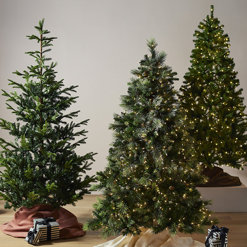 Downswept Douglas Green Fir Artificial Christmas Tree with Color + Clear Lights, 12'