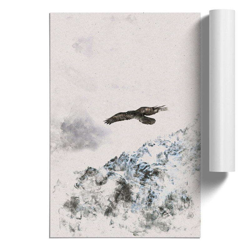 Eagle Flying High Watercolour - Frameless Print, 42cm H x 30cm W x 0.1cm D