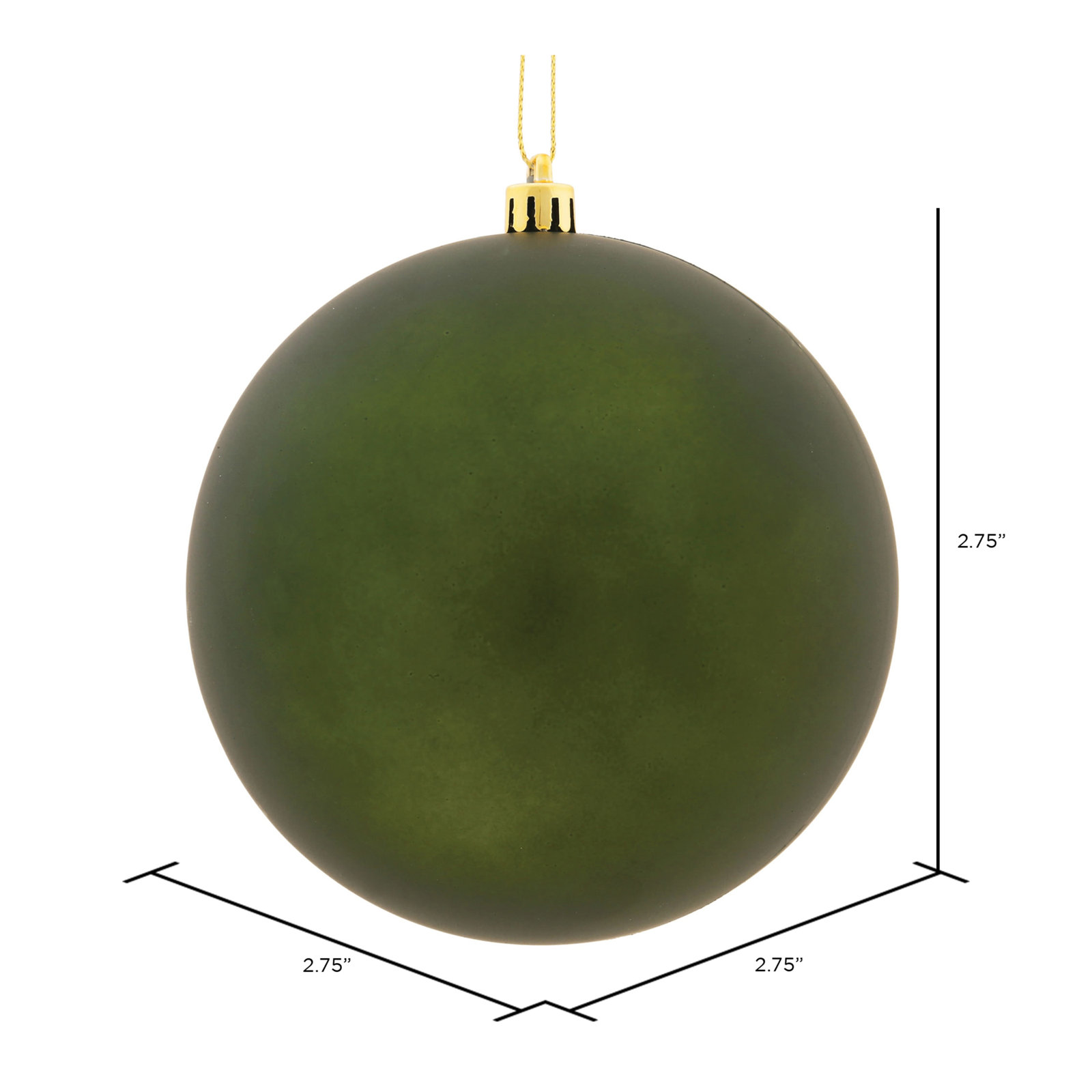 Holiday Décor Ball Ornament, Moss Green Matte, 2.75" H x 2.75" W x 2.75" D