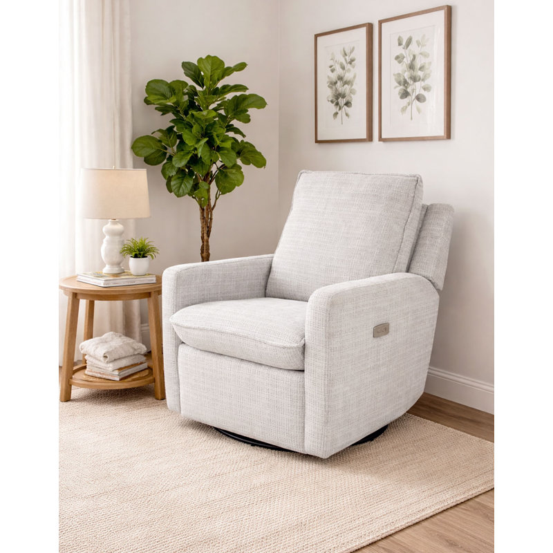 Rachel Power Swivel Rocking Chair, Pearl