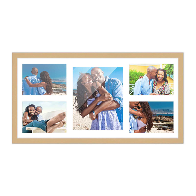 Wood Picture Frame with Mat, Natural/White