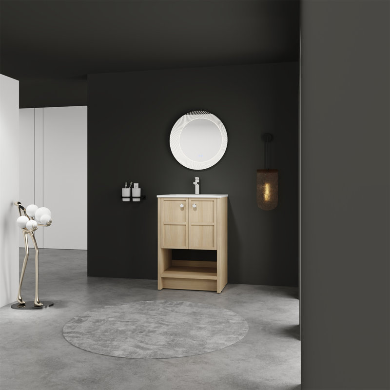 Lavabo de salle de bain autoportant en céramique Whit, 24"