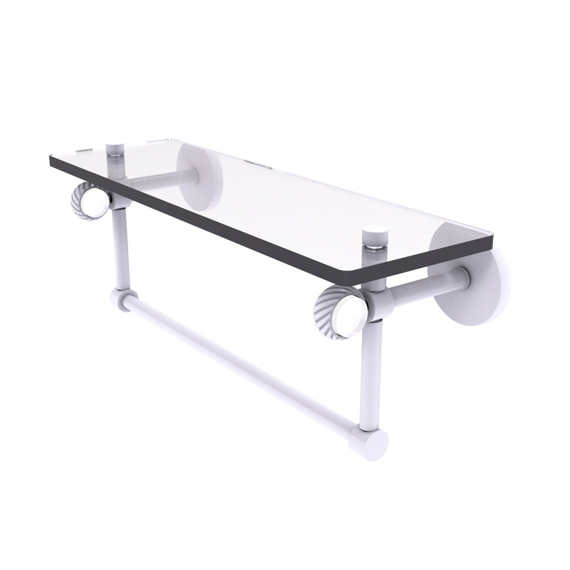 Tablette murale en verre Margolis, Blanc mat, H 6,2 po x l 16 po x P 5,65 po