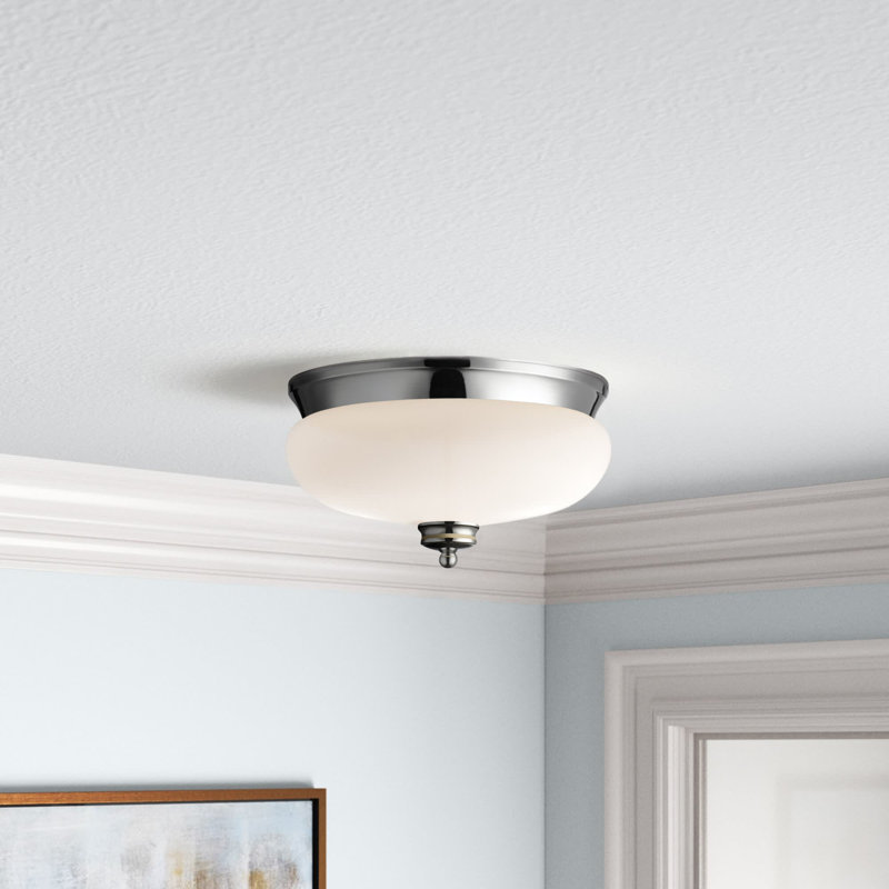 Reichert Glass Flush Mount, Seeded, Chrome