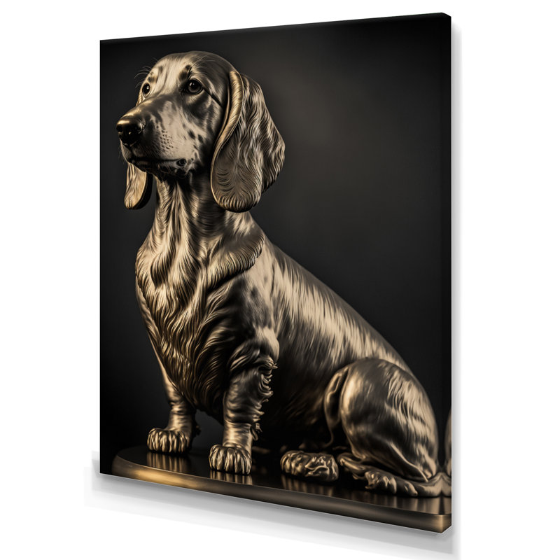 Portrait d'un teckel glam noir II - reproduction sur toile, L 30 po x H 40 po, Toile tendue