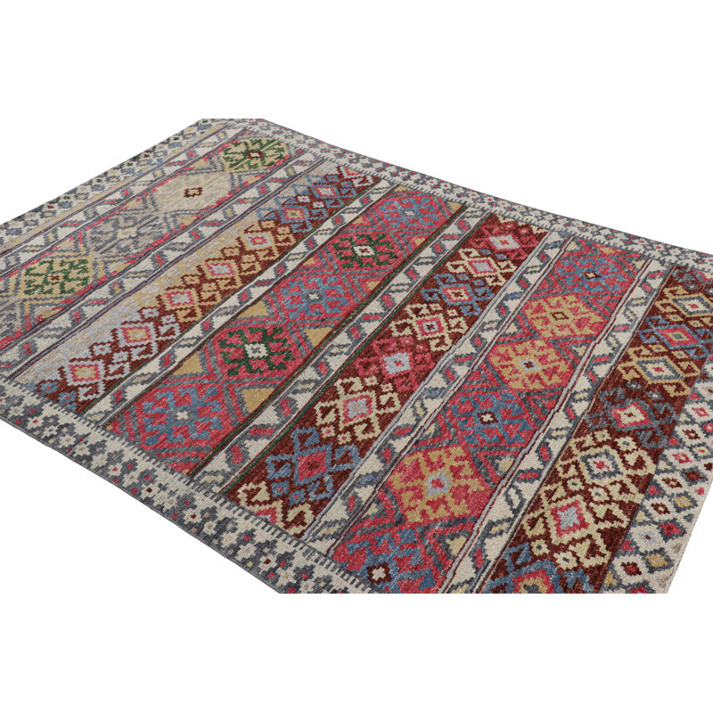 Burano Hand Knotted Wool Geometric Area Rug, Rectangle 10' x 14'