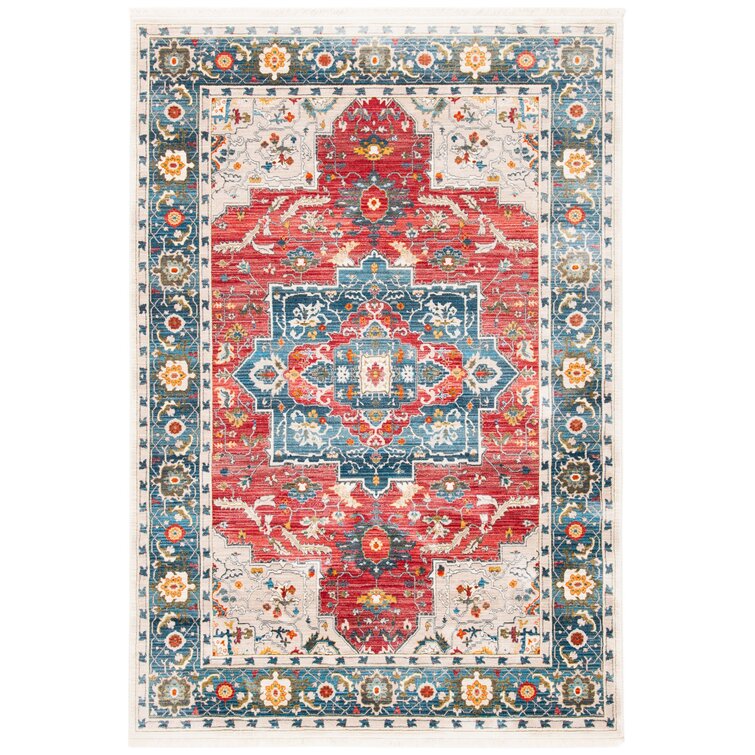 World Menagerie Herblay Red/Blue Area Rug & Reviews | Wayfair