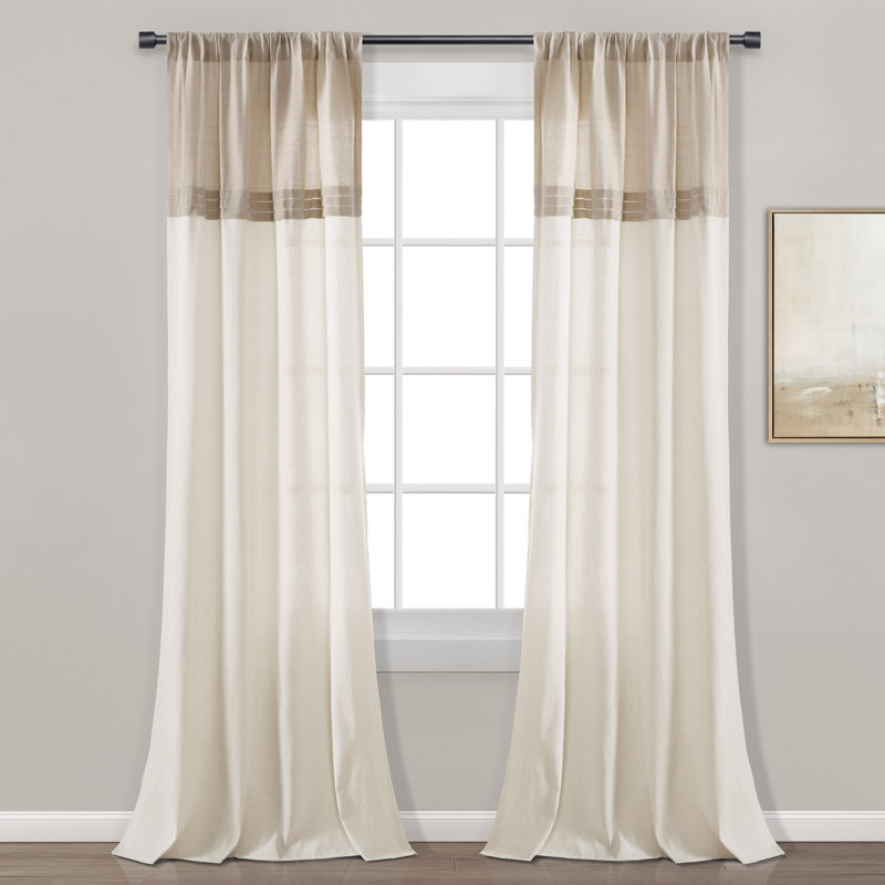 Cotton Blend Sheer Curtain Pair, Linen