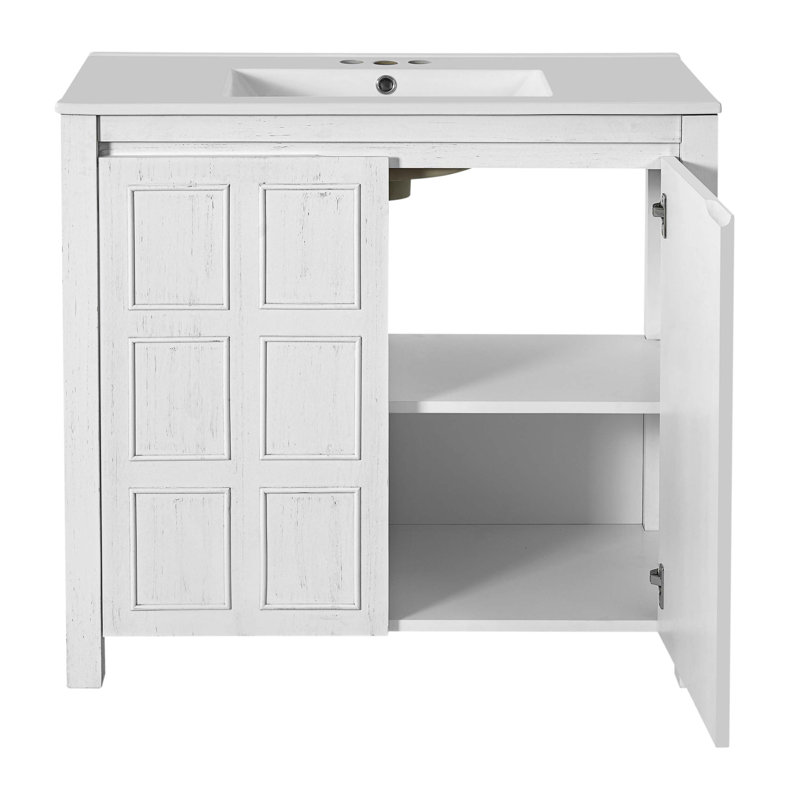 Organisateur de meuble-lavabo fabriqué à la main avec lavabo, offrant une fabrication robuste, un rangement généreux et des options d'installation polyvalentes