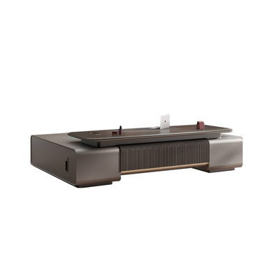 125.98"Simple and luxurious brown L-shaped executive desk