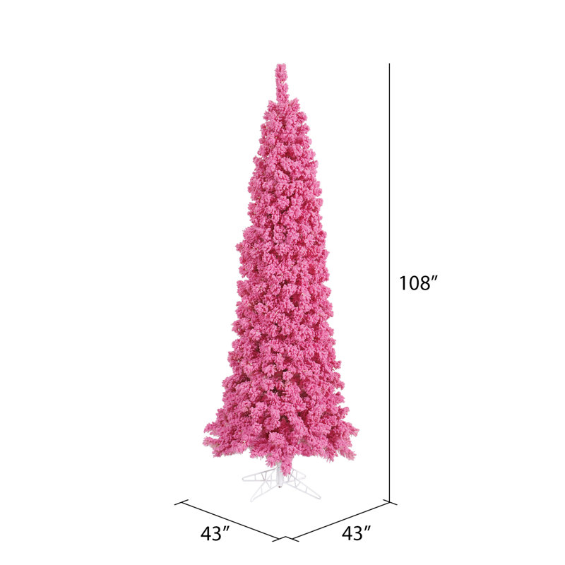 Flocked Pink Fir Artificial Fir Christmas Tree, 9' H x 43" W, Not Pre-Lit