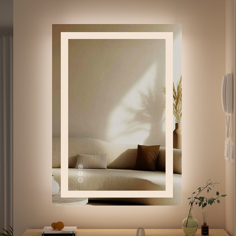 Rectangular Frameless Led Wall Mounted Bathroom Vanity Mirror, 32" x 24"