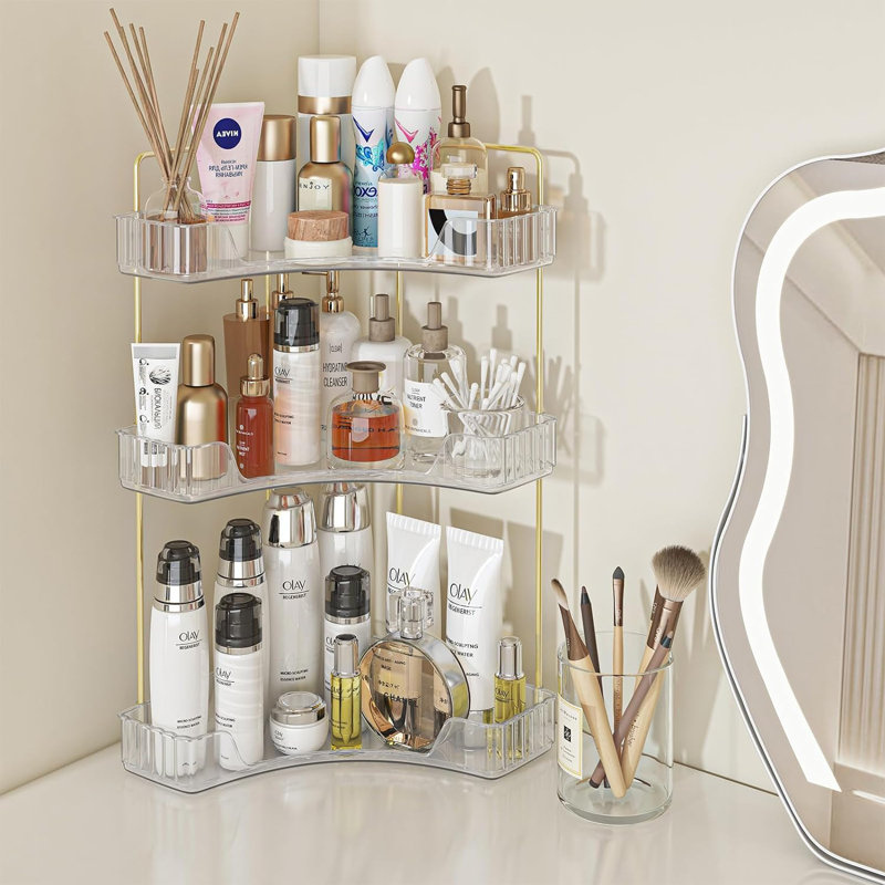Rangement pour salle de bain Kathrin, Or / transparent