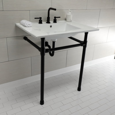 Lavabo de salle de bain console en céramique avec trop-plein
