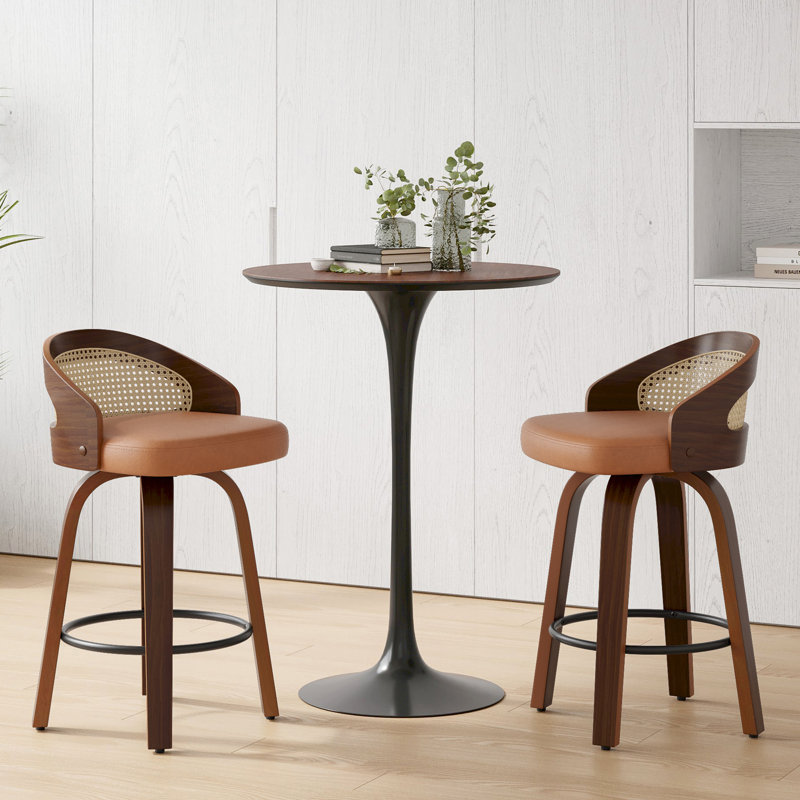 Ensemble de 2 tabourets pivotants, Brun