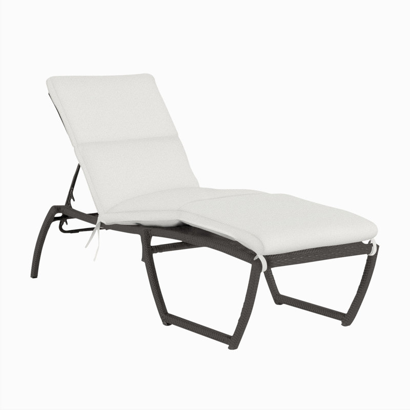 Chaise longue d'extérieur en résine et osier Skye N-Dura, Pas de soudure, Velours indigo, Gris ardoise