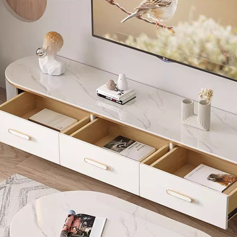 Meuble télé blanc en bois manufacturé, H 15,75 po x L 62,99 po x l 13,78 po