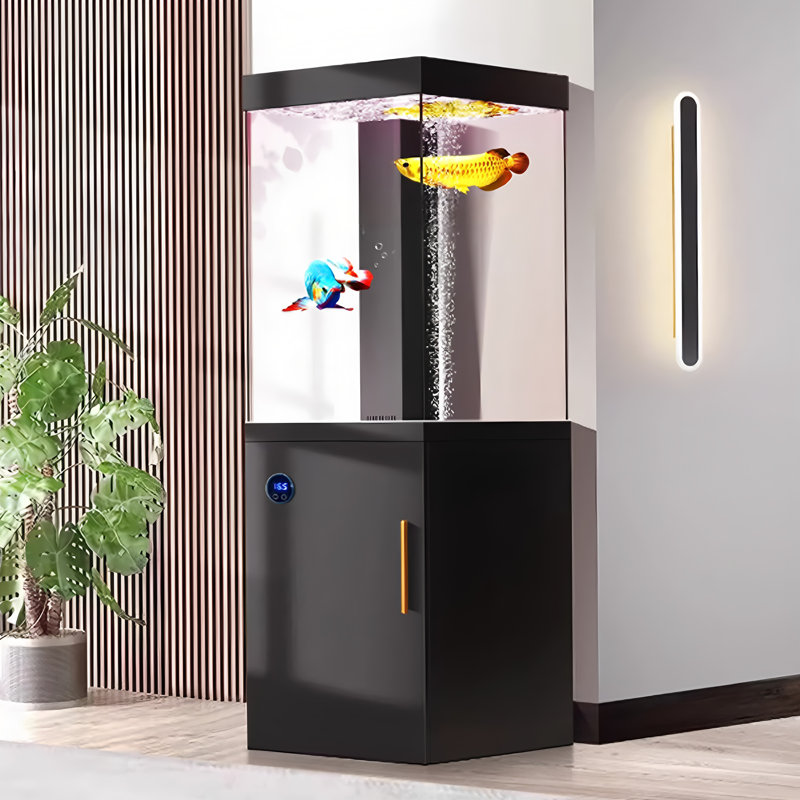 Black Intelligent Floor-Standing Aquarium with Bottom Filtration