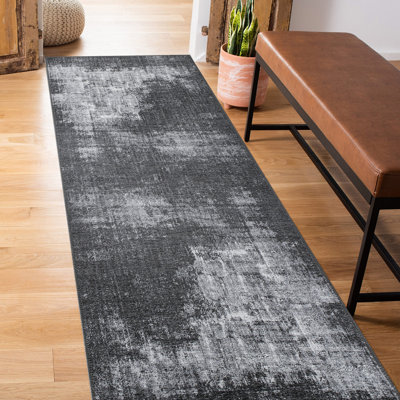 Priebe Machine Washable Abstract Black/Gray Flatweave Area Rug