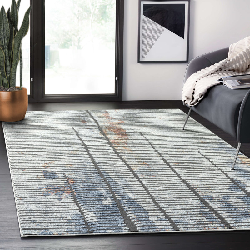 Haether Abstract Indoor Rug, Rectangle 5'3" x 7'6"