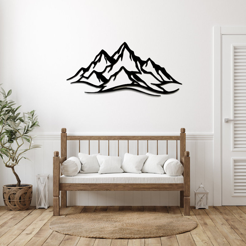 Art mural en métal Mountain Range, Noir, H 10 po x l 20 po