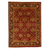 Hand Knotted Wool Oriental Area Rug in Red And Black