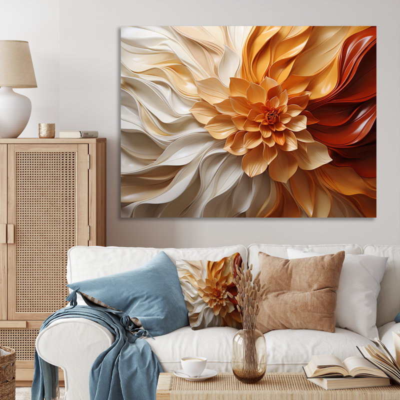 Sunlit Spiral - Abstract Spirals Canvas Art, 34" H x 44" W, No Frame, Wrapped Canvas