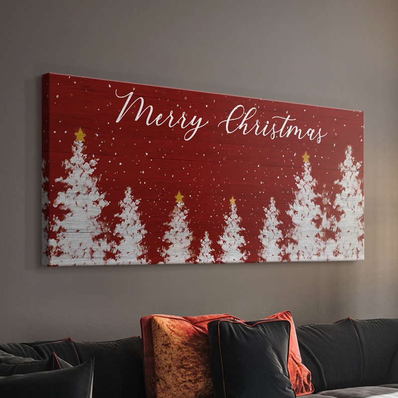 Merry Christmas - Toile tendue avec châssis - Prêt à accrocher, H 20 po x l 40 po