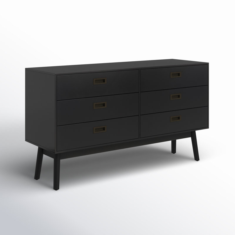 Commode double 6 tiroirs l 56 po, Noir