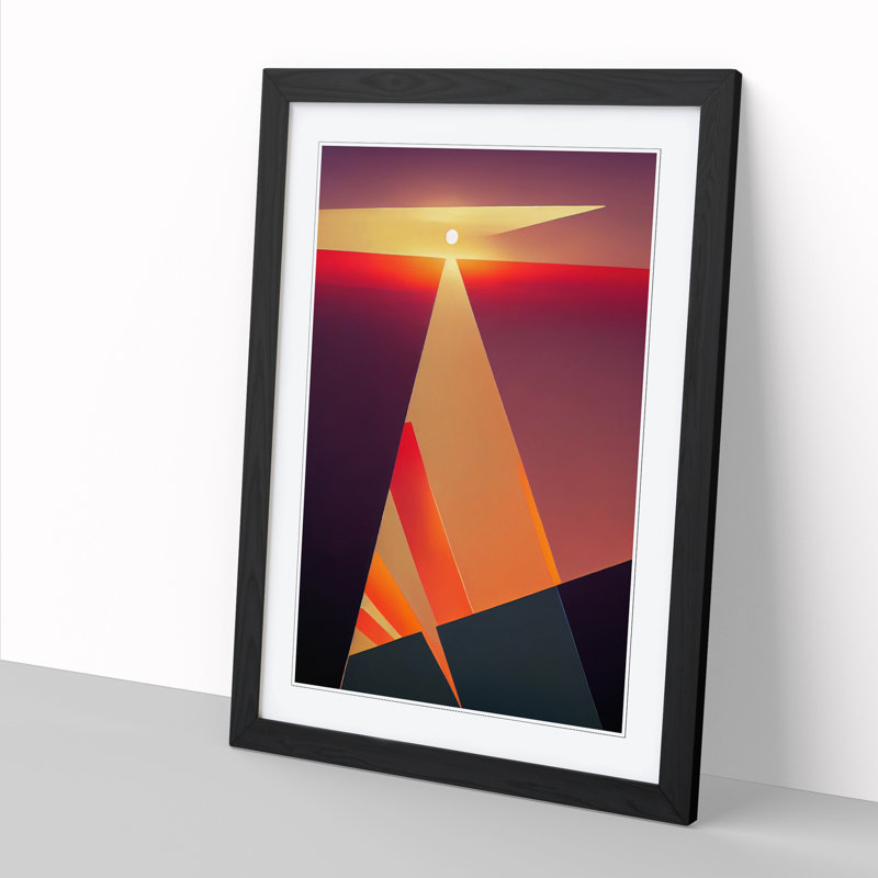 Sunset Futuristic - Picture Frame Print, 64cm H x 25cm W x 2cm D, Oak