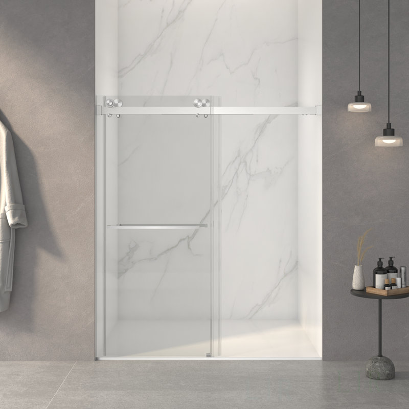 56-60"W X 70"H Frameless Double Sliding Shower Door,5/16" (8Mm) Thick SGCC Tempered Clear Glass,Double Side Easy Clean Coat, Shower Door