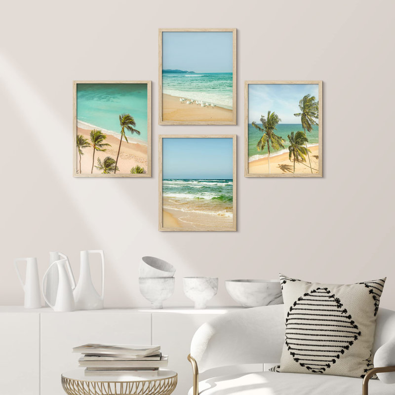 Palmier tropical 4 pièces Ocean Beach, Naturel, H 14 po x l 11 po