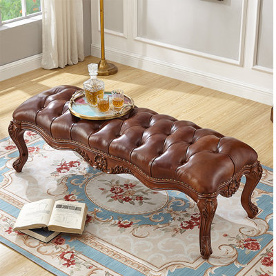 Banc rembourré en cuir véritable American Leather