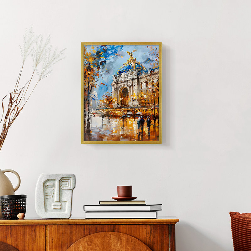 Paysages de la série CCIVI - reproduction encadrée de qualité supérieure - prête à être accrochée - aucun clou requis, Doré