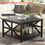 Table basse avec rangement pour le salon, petites tables centrales carrées avec plateau de table une pièce sans couture, noir