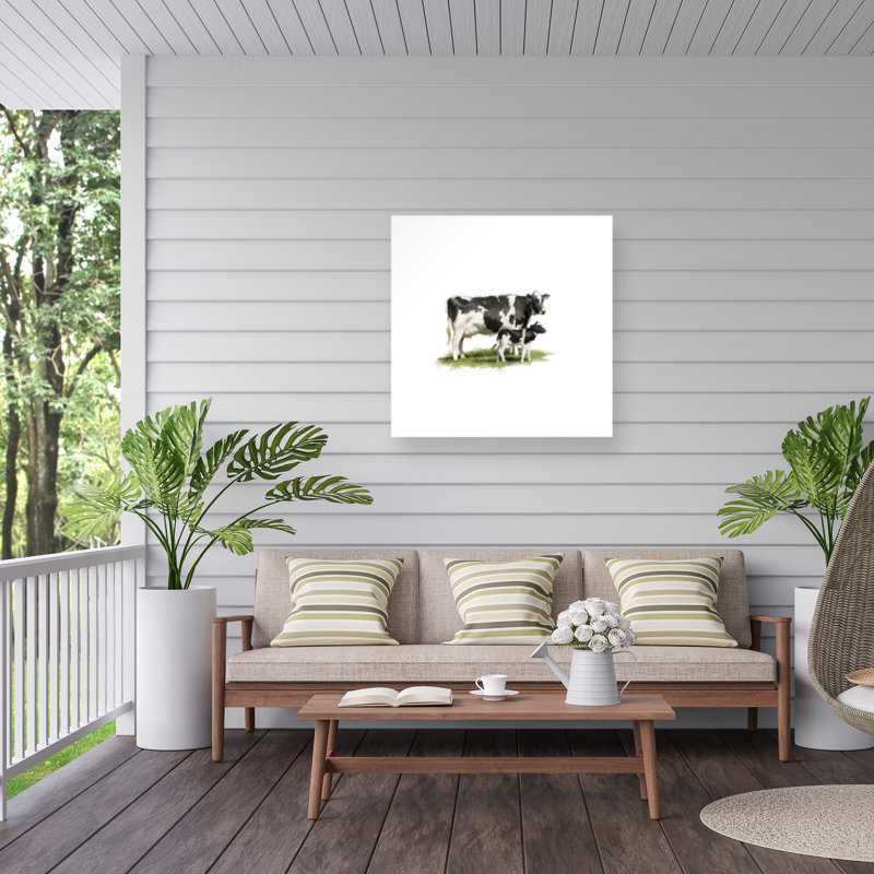 Toile d'extérieur «Cow with Calf» The Macneil Studio, H 18 po x l 18 po x P 1,5 po