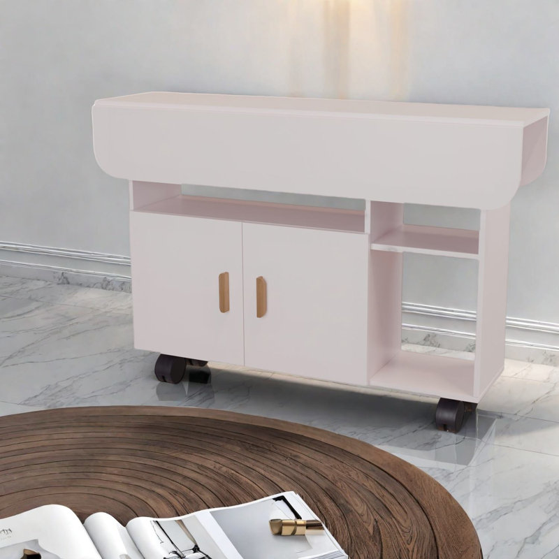 Table de salle à manger moderne en MDF peu encombrante, pliable avec roulettes de rangement