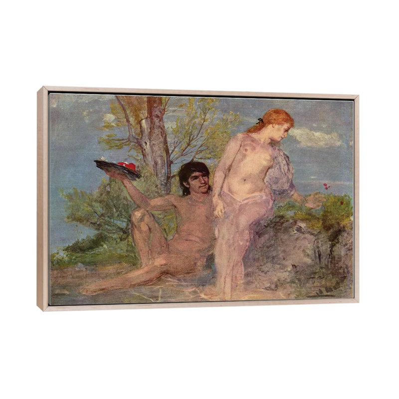 Idylle - ABQ61, H 18 po x l 26 po, Impression sur toile flottante sans passe-partout, Beige